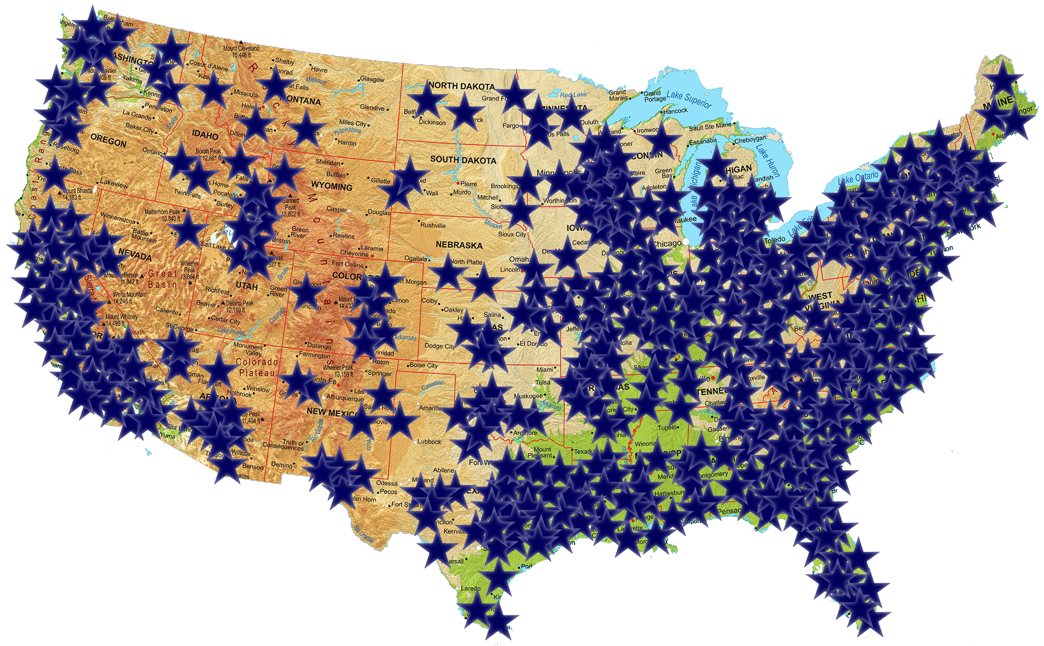 map showing where alumni are